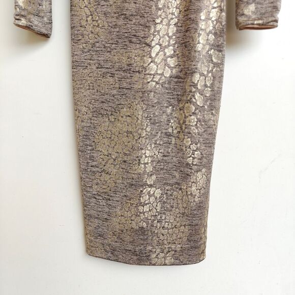 Dress The Population Animal Print Gold Shimmer Dress Size Medium Stretchy - Picture 4 of 8